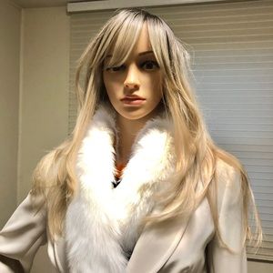 mixed blondes wig shaggy cut long straight ombré roots mix layers wig 22” NWT